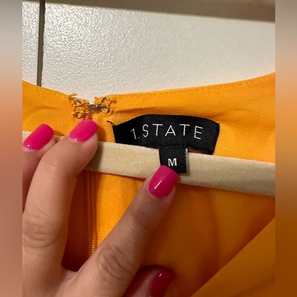 1. State Short Puffed Sleeve V-Neck Suede Satin Mini Dress - Picture 3 of 9